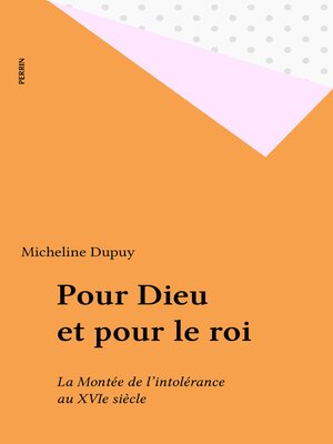 cover image of Pour Dieu et pour le roi